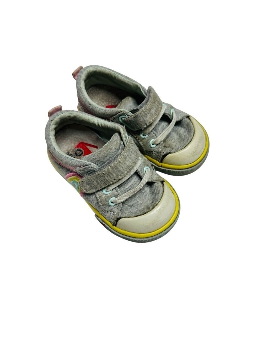 See Kai Run Toddler Size 5 Rainbow Gray Sneakers Hook & Loop Strap - Picture 2 of 12